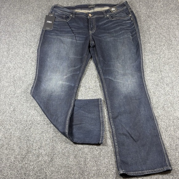 Silver Suki Slim Boot Curvy Fit Mid Rise Indigo Dark Jeans Women's Size 20W X31 - Picture 1 of 10